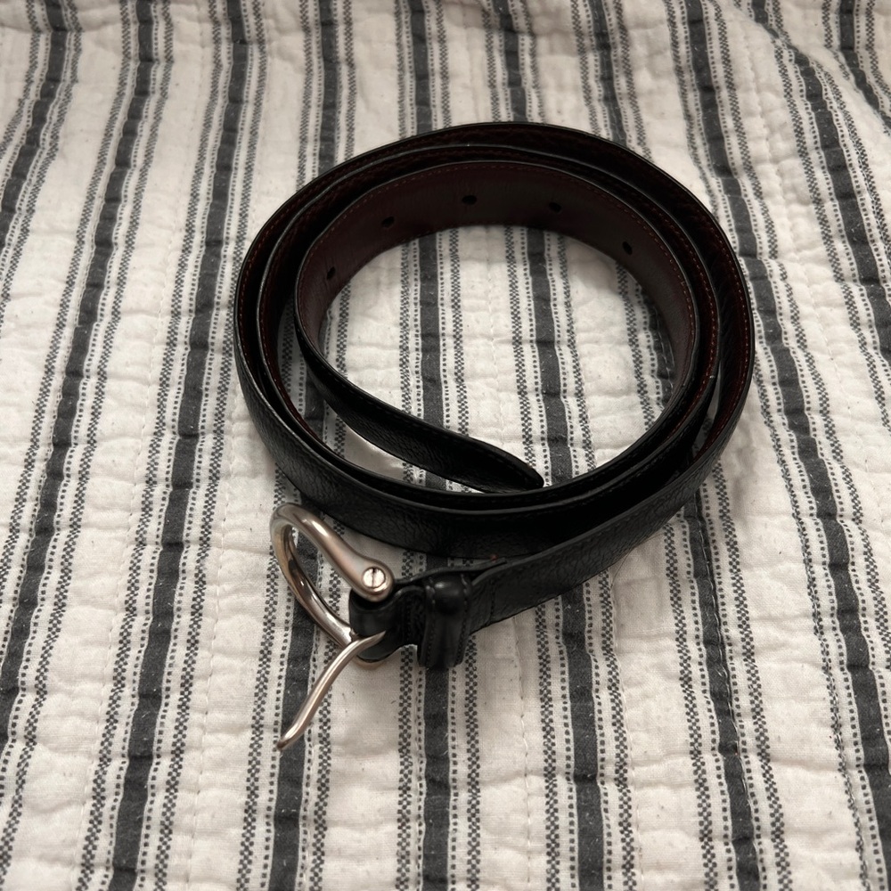 Coach Black Leather Belt with Silver Buckle - Picture 2 of 3